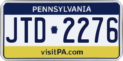 PA license plate JTD2276