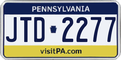 PA license plate JTD2277
