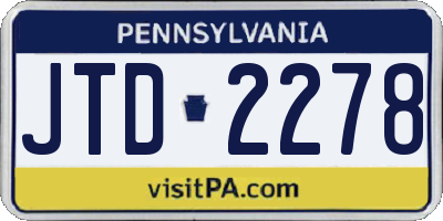 PA license plate JTD2278