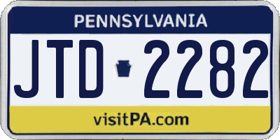 PA license plate JTD2282