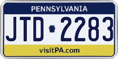 PA license plate JTD2283