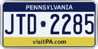 PA license plate JTD2285