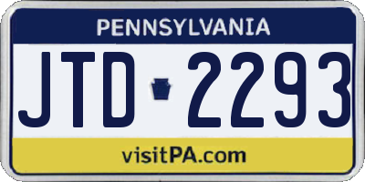PA license plate JTD2293