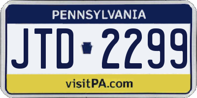 PA license plate JTD2299