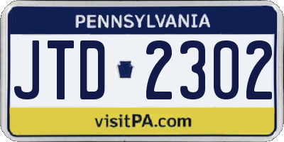 PA license plate JTD2302