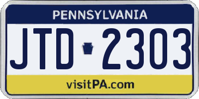PA license plate JTD2303