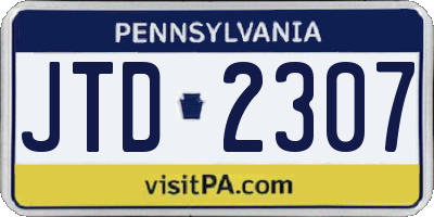 PA license plate JTD2307