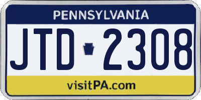 PA license plate JTD2308