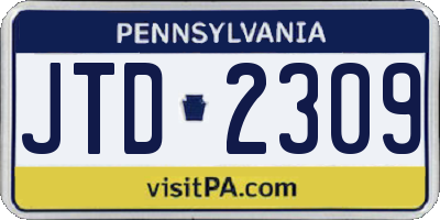 PA license plate JTD2309