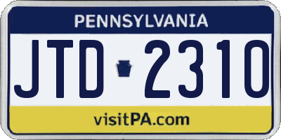 PA license plate JTD2310
