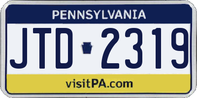 PA license plate JTD2319