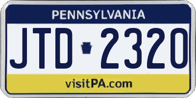PA license plate JTD2320