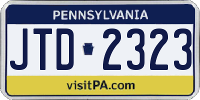PA license plate JTD2323