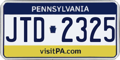 PA license plate JTD2325