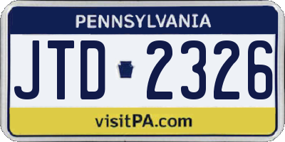 PA license plate JTD2326