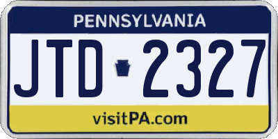PA license plate JTD2327