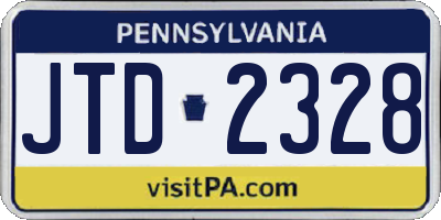 PA license plate JTD2328