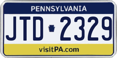PA license plate JTD2329