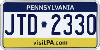 PA license plate JTD2330