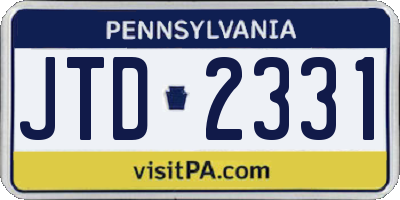 PA license plate JTD2331