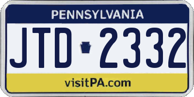 PA license plate JTD2332