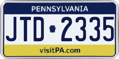 PA license plate JTD2335