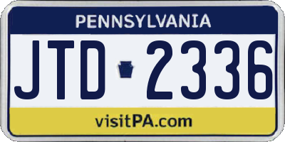 PA license plate JTD2336