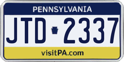 PA license plate JTD2337