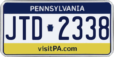 PA license plate JTD2338