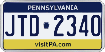 PA license plate JTD2340