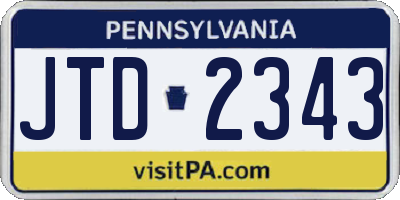PA license plate JTD2343