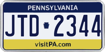 PA license plate JTD2344