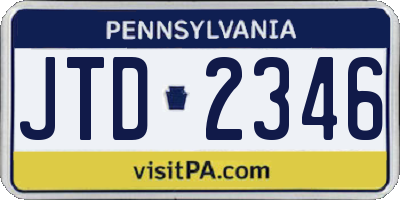 PA license plate JTD2346
