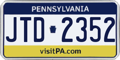 PA license plate JTD2352