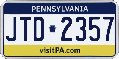 PA license plate JTD2357