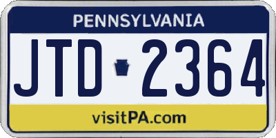 PA license plate JTD2364