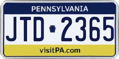 PA license plate JTD2365