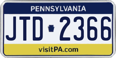 PA license plate JTD2366