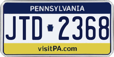 PA license plate JTD2368