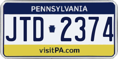 PA license plate JTD2374