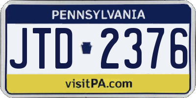 PA license plate JTD2376