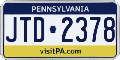 PA license plate JTD2378