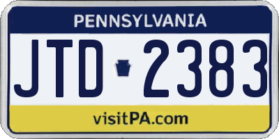 PA license plate JTD2383