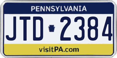 PA license plate JTD2384