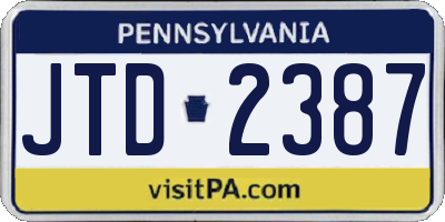 PA license plate JTD2387