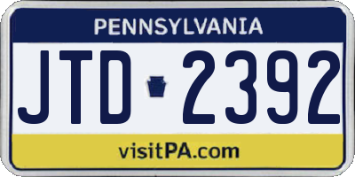 PA license plate JTD2392