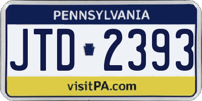 PA license plate JTD2393