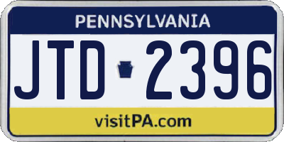 PA license plate JTD2396