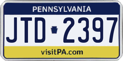 PA license plate JTD2397
