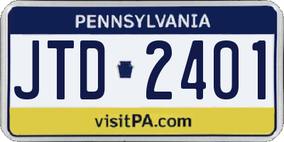 PA license plate JTD2401